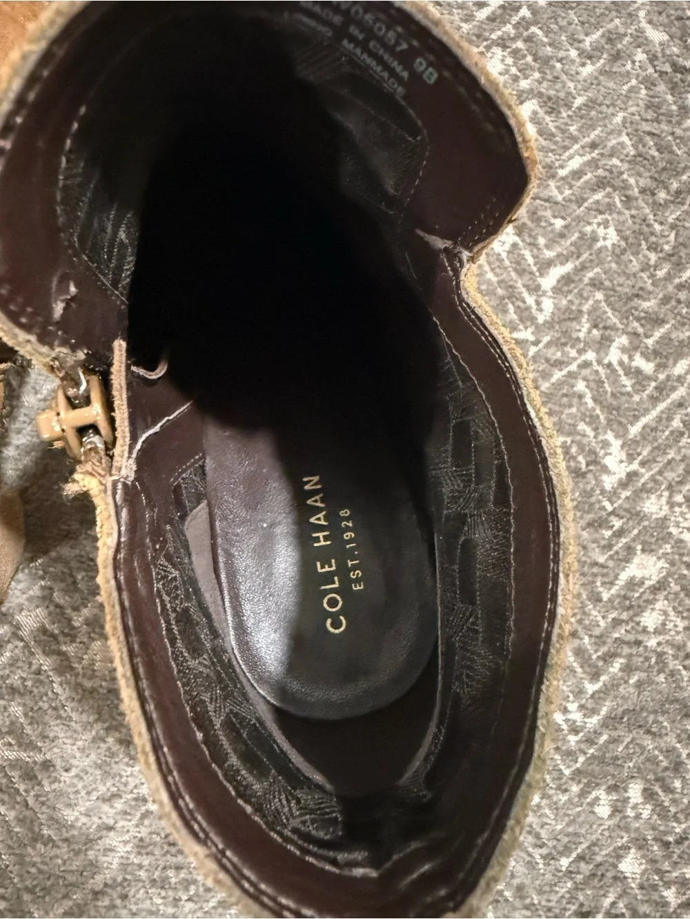 Cole Haan Hanover Suede Booties 9B Tobacco Brown Buckle Ankle Boots W10606